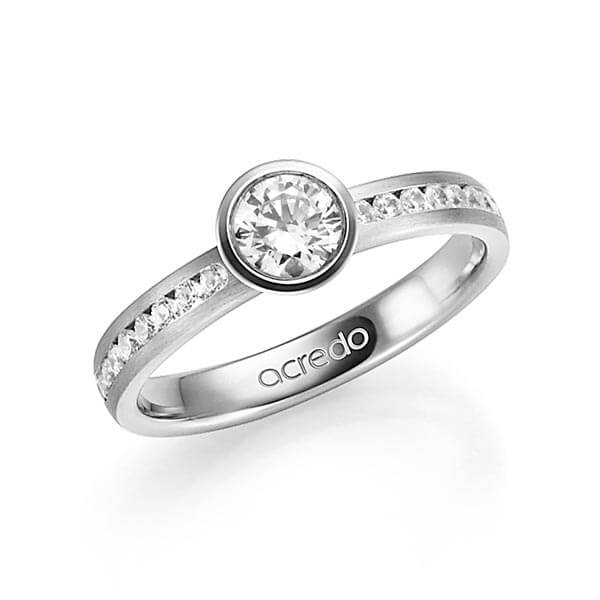 klassieke trouwring in grijsgoud 14 kt. met 0,5 ct. + in totaal 0,24 ct. Briljant & Briljanten tw/si tw,vs van acredo - A-1346-3