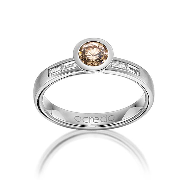 klassieke trouwring in grijsgoud 14 kt. met 0,5 ct. + in totaal 0,24 ct. Briljanten & Baguette-Diamant Cognac tw,vs van acredo - A-1273-5