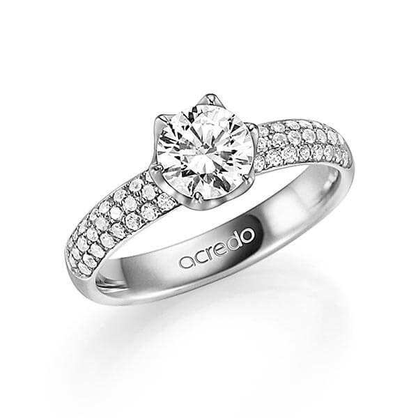 klassieke trouwring in grijsgoud 14 kt. met 1 ct. + in totaal 0,432 ct. Briljant & Briljanten tw/si tw,vs van acredo - A-1331-3