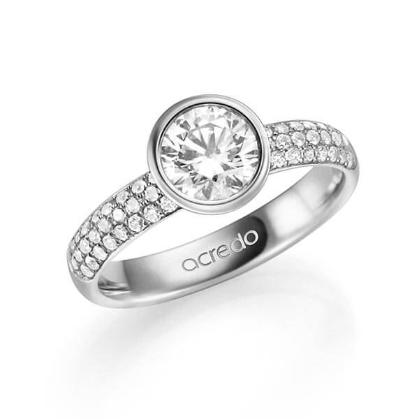 klassieke trouwring in grijsgoud 14 kt. met 1 ct. + in totaal 0,432 ct. Briljant & Briljanten tw/si tw,vs van acredo - A-1335-3