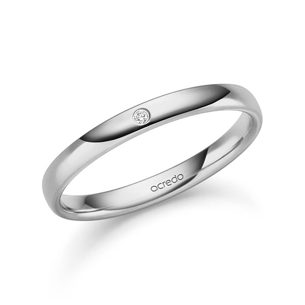 klassieke trouwring in grijsgoud 14 kt. met in totaal 0,008 ct. Briljant tw/si van acredo