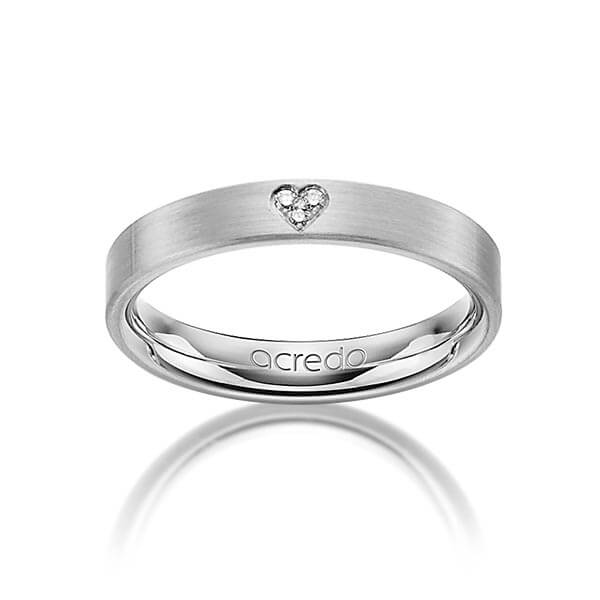 klassieke trouwring in grijsgoud 14 kt. met in totaal 0,021 ct. Briljant tw/si van acredo