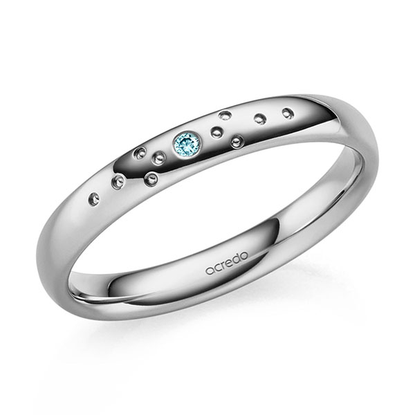 Klassieke trouwring in grijsgoud 14 kt. met in totaal 0,02 ct. Briljant iceblue van acredo