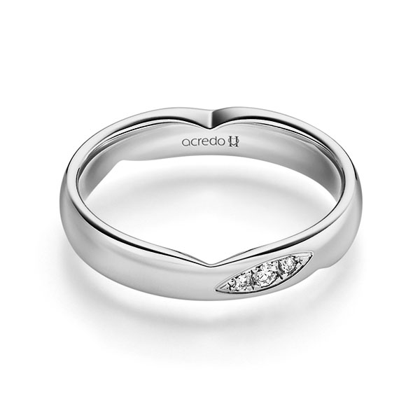 Klassieke trouwring in grijsgoud 14 kt. met in totaal 0,045 ct. Briljant tw/si van acredo - A-2254-8