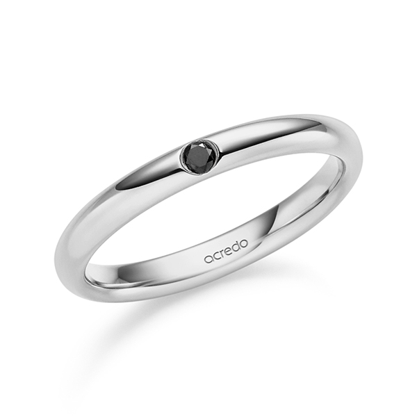 klassieke trouwring in grijsgoud 14 kt. met in totaal 0,04 ct. Briljant Zwart van acredo