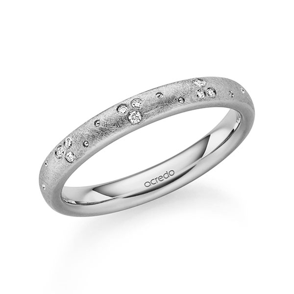 klassieke trouwring in grijsgoud 14 kt. met in totaal 0,054 ct. Briljant tw/si van acredo - S-1345-2