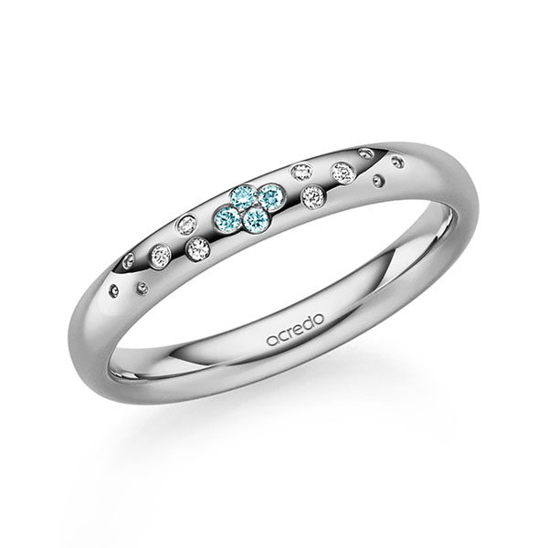 klassieke trouwring in grijsgoud 14 kt. met in totaal 0,05 ct. Briljant iceblue tw/si van acredo