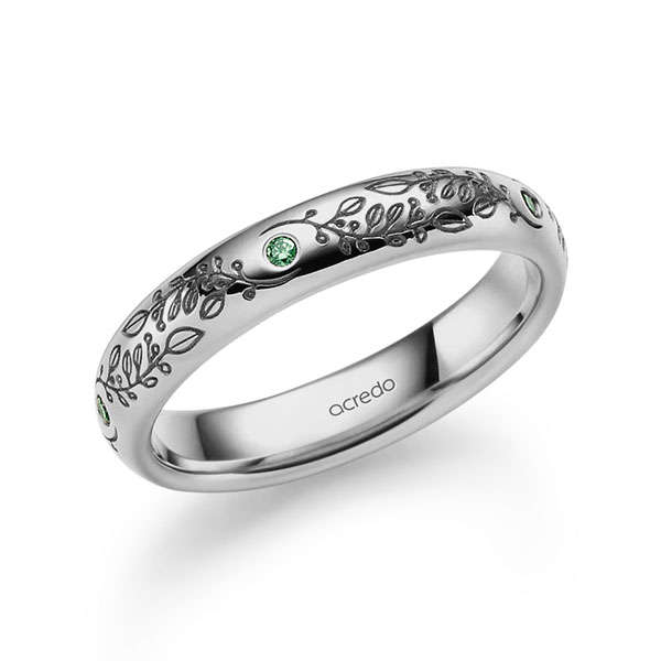 klassieke trouwring in grijsgoud 14 kt. met in totaal 0,05 ct. Briljant van acredo