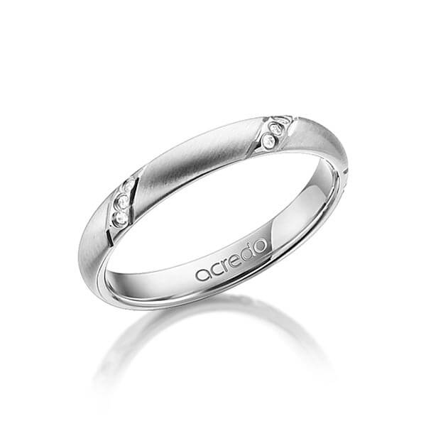 klassieke trouwring in grijsgoud 14 kt. met in totaal 0,075 ct. Briljant tw/si van acredo - A-1306-2