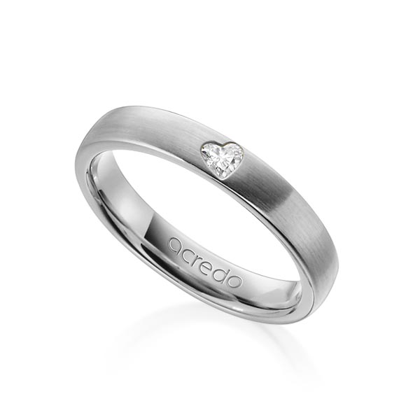 klassieke trouwring in grijsgoud 14 kt. met in totaal 0,08 ct. Hart-Diamant tw,vs van acredo