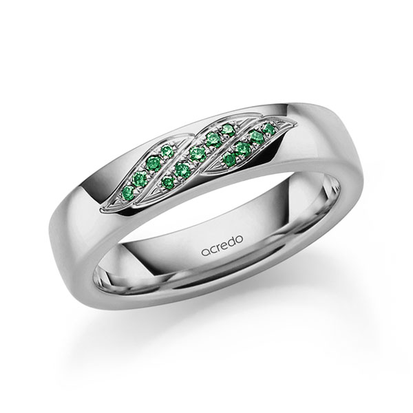 klassieke trouwring in grijsgoud 14 kt. met in totaal 0,092 ct. Briljant van acredo
