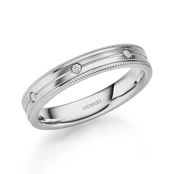 Klassieke trouwring in grijsgoud 14 kt. met in totaal 0,105 ct. Briljant tw/si van acredo - S-1314-2