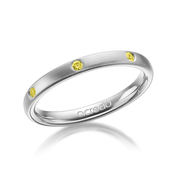 klassieke trouwring in grijsgoud 14 kt. met in totaal 0,14 ct. Briljant Geel van acredo