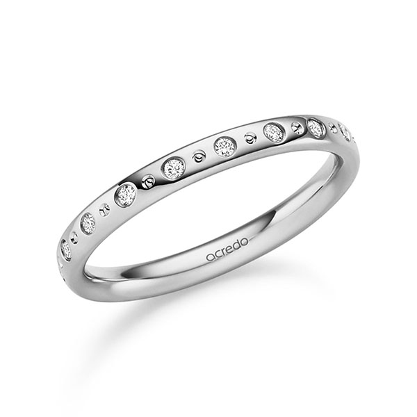klassieke trouwring in grijsgoud 14 kt. met in totaal 0,18 ct. Briljant tw/si van acredo