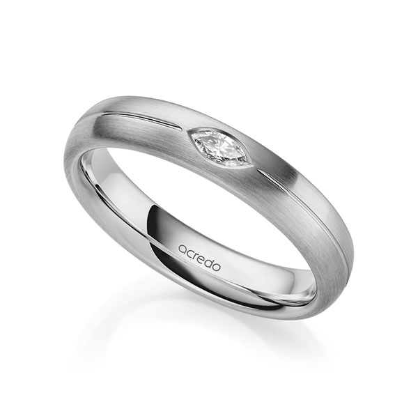 Klassieke trouwring in grijsgoud 14 kt. met in totaal 0,1 ct. tw,vs van acredo
