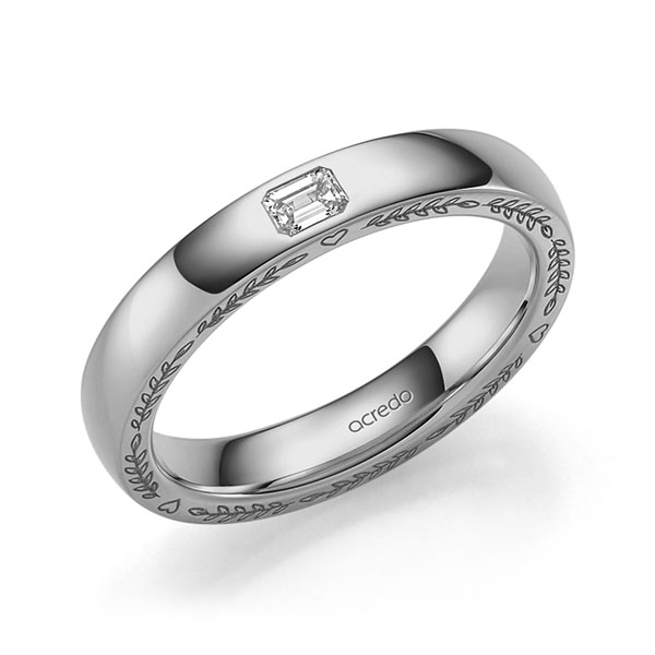 Klassieke trouwring in grijsgoud 14 kt. met in totaal 0,1 ct. tw,vs van acredo
