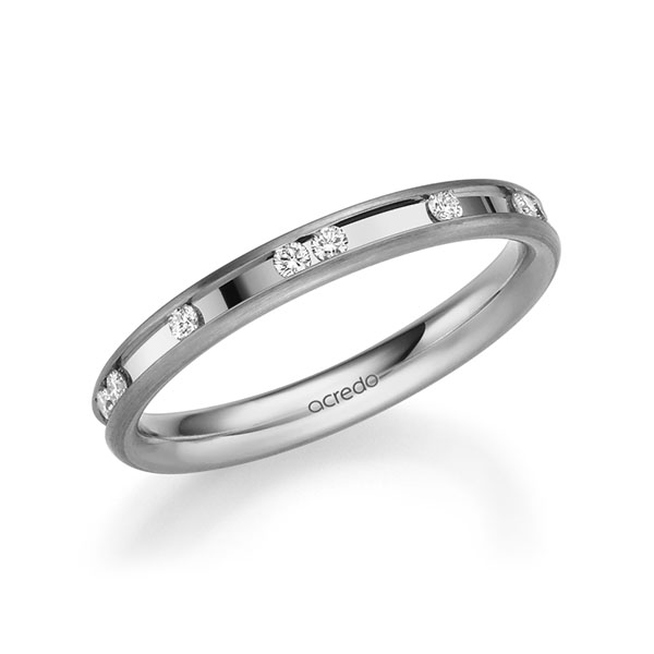 Klassieke trouwring in grijsgoud 14 kt. met in totaal 0,225 ct. Briljant tw/si van acredo - A-2209-8 Klassieke trouwring in grijsgoud 14 kt. met in totaal 0,225 ct. Briljant tw/si van acredo - A-2209-8