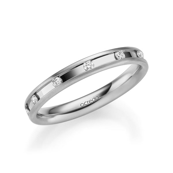 Klassieke trouwring in grijsgoud 14 kt. met in totaal 0,22 ct. Briljant tw/si van acredo - A-2205-8