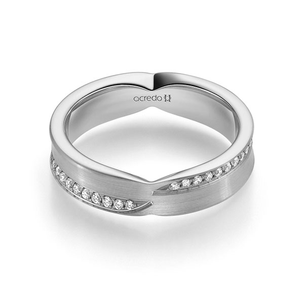 Klassieke trouwring in grijsgoud 14 kt. met in totaal 0,336 ct. Briljant tw/si van acredo - A-2331-12 Klassieke trouwring in grijsgoud 14 kt. met in totaal 0,336 ct. Briljant tw/si van acredo - A-2331-12