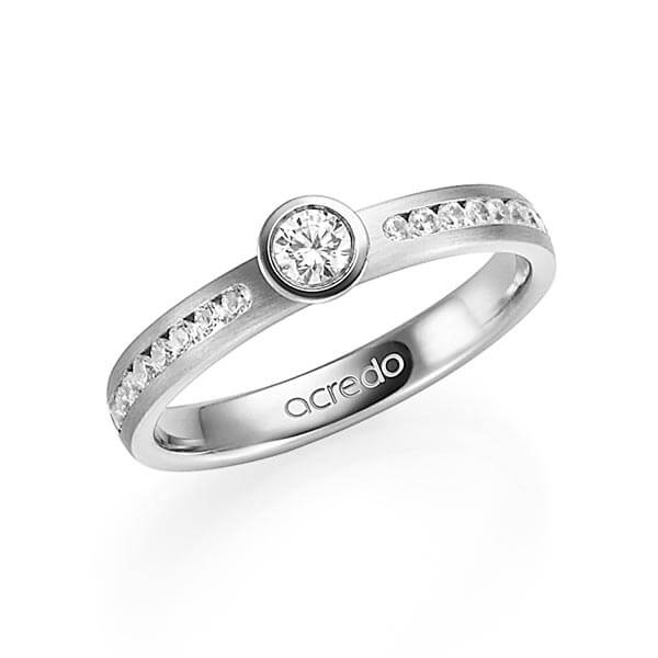 klassieke trouwring in grijsgoud 14 kt. met in totaal 0,39 ct. Briljant & Briljanten tw/si tw,vs van acredo - A-1344-3