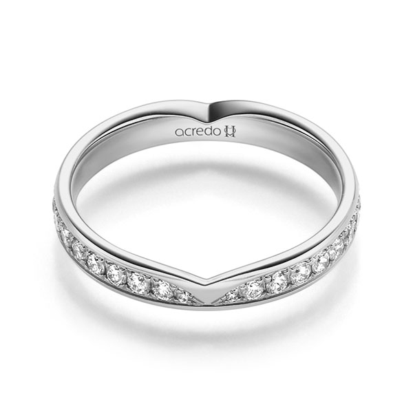 Klassieke trouwring in grijsgoud 14 kt. met in totaal 0,3 ct. Briljant tw/si van acredo Klassieke trouwring in grijsgoud 14 kt. met in totaal 0,3 ct. Briljant tw/si van acredo