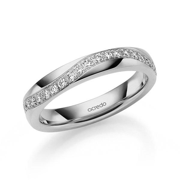 klassieke trouwring in grijsgoud 14 kt. met in totaal 0,3 ct. Briljant tw/si van acredo