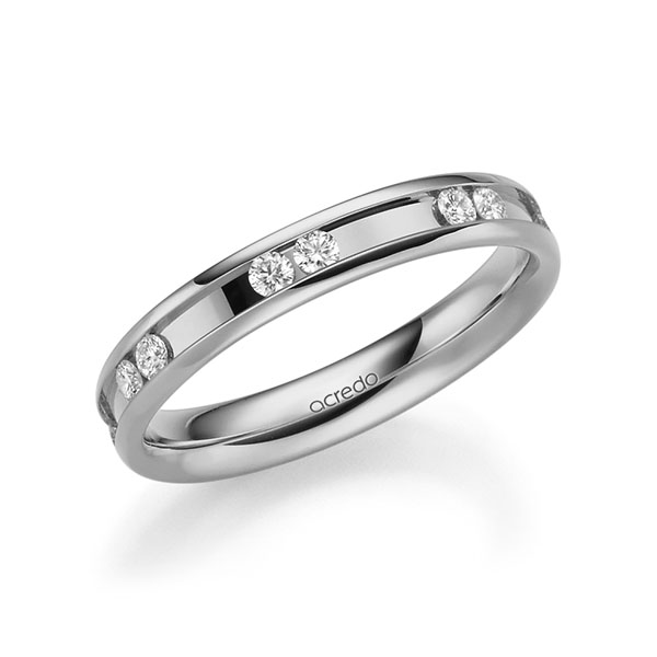 Klassieke trouwring in grijsgoud 14 kt. met in totaal 0,42 ct. Briljant tw/si van acredo - A-2206-5