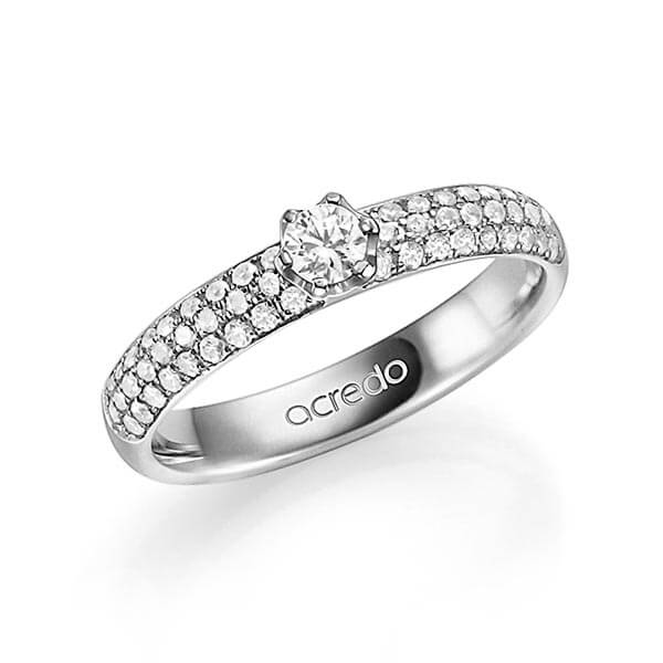 klassieke trouwring in grijsgoud 14 kt. met in totaal 0,582 ct. Briljant & Briljanten tw/si tw,vs van acredo - A-1328-3