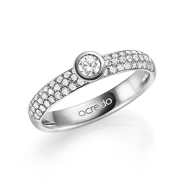 klassieke trouwring in grijsgoud 14 kt. met in totaal 0,582 ct. Briljant & Briljanten tw/si tw,vs van acredo - A-1332-3