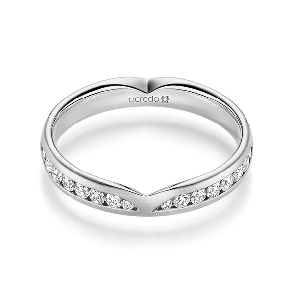 Klassieke trouwring in grijsgoud 14 kt. met in totaal 0,624 ct. Briljant tw/si van acredo