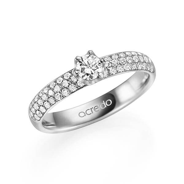 klassieke trouwring in grijsgoud 14 kt. met in totaal 0,682 ct. Briljant & Briljanten tw/si tw,vs van acredo - A-1329-3