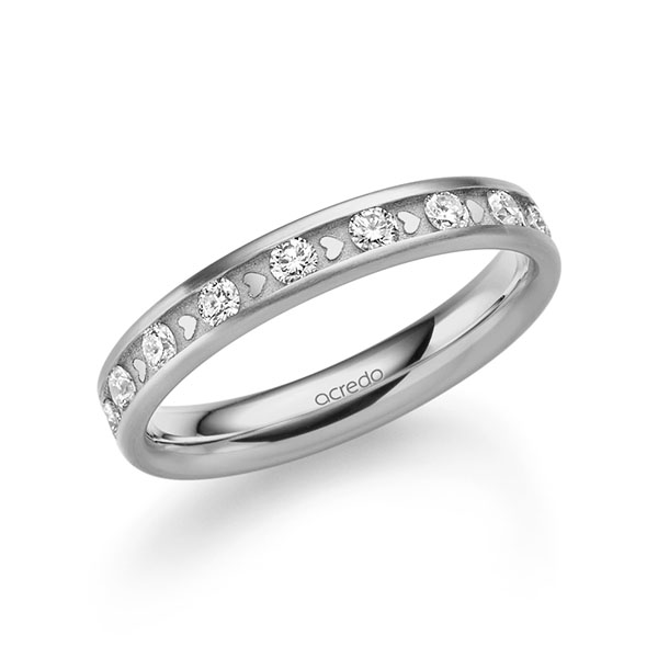 Klassieke trouwring in grijsgoud 14 kt. met in totaal 0,68 ct. Briljant tw/si van acredo