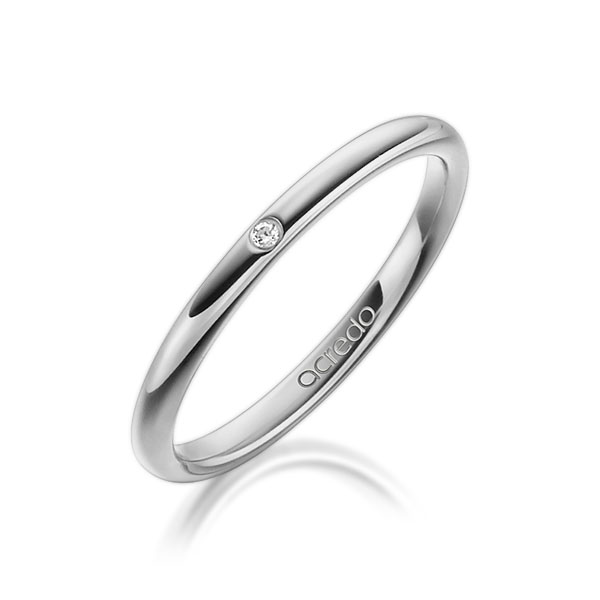 klassieke trouwring in grijsgoud 18 kt. met in totaal 0,01 ct. Briljant tw/si van acredo - A-1300-11