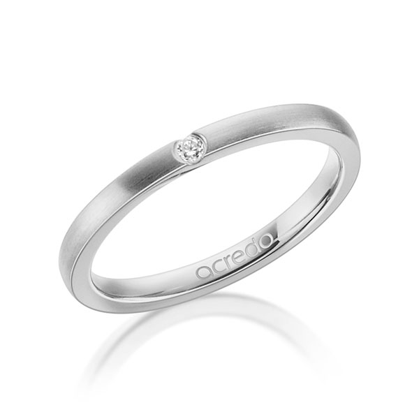 klassieke trouwring in grijsgoud 18 kt. met in totaal 0,025 ct. Briljant tw/si van acredo - A-1302-11