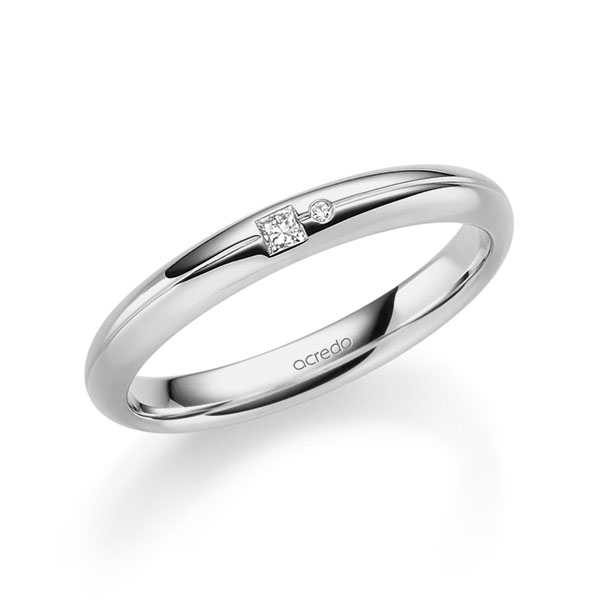 Klassieke trouwring in grijsgoud 18 kt. met in totaal 0,035 ct. Princess-Diamant & Briljant tw,vs tw/si van acredo - A-2341-11 Klassieke trouwring in grijsgoud 18 kt. met in totaal 0,035 ct. Princess-Diamant & Briljant tw,vs tw/si van acredo - A-2341-11