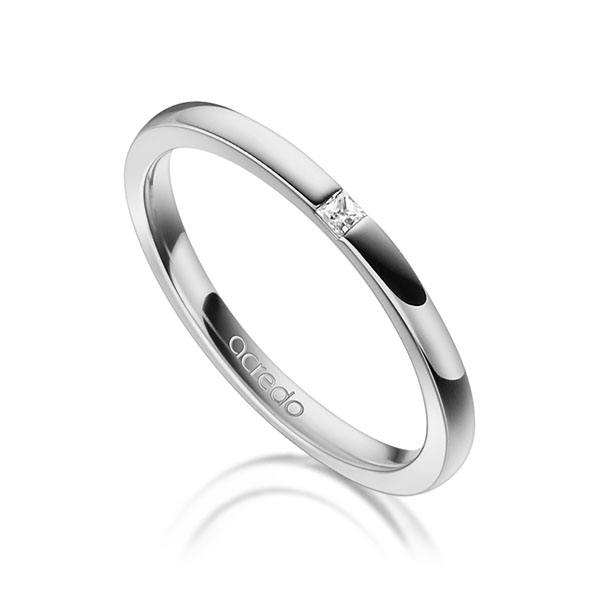 klassieke trouwring in grijsgoud 18 kt. met in totaal 0,03 ct. Princess-Diamant tw/si van acredo - A-1303-11