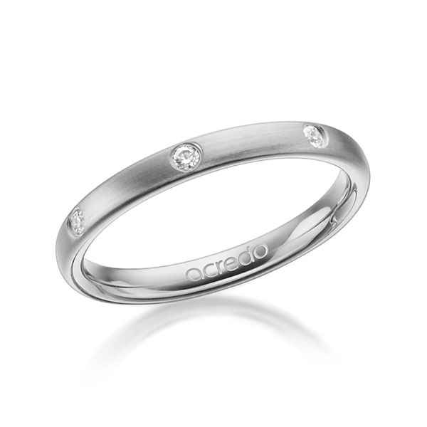 klassieke trouwring in grijsgoud 18 kt. met in totaal 0,14 ct. Briljant tw/si van acredo