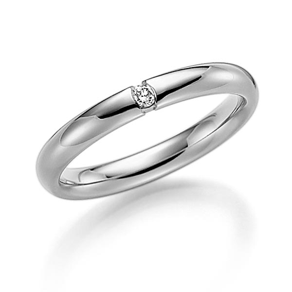 klassieke trouwring in palladium 14 kt. met in totaal 0,05 ct. Briljant tw/si van Steinberg