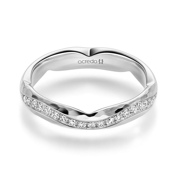 Klassieke trouwring in palladium 950 hamerslag met in totaal 0,24 ct. Briljant tw/si van acredo - A-2361-12