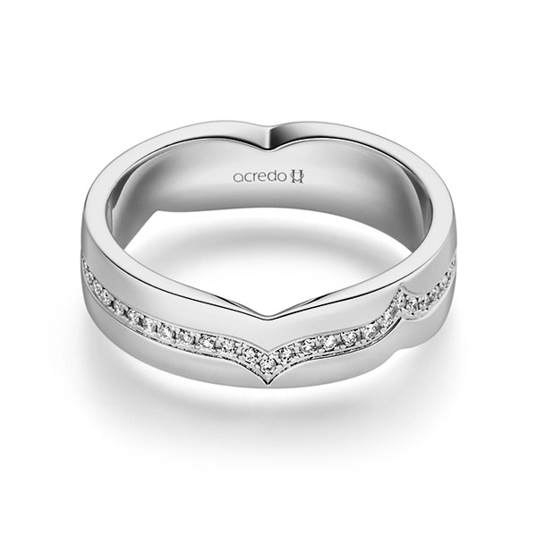 Klassieke trouwring in platina-palladium 600 met in totaal 0,27 ct. Briljant tw/si van acredo - A-2255-8
