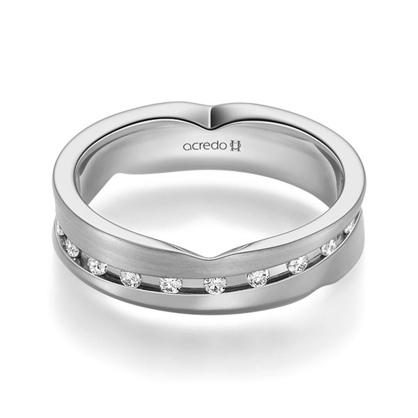 Klassieke trouwring in platina-palladium 600 met in totaal 0,315 ct. Briljant tw/si van acredo - A-2363-18 Klassieke trouwring in platina-palladium 600 met in totaal 0,315 ct. Briljant tw/si van acredo - A-2363-18