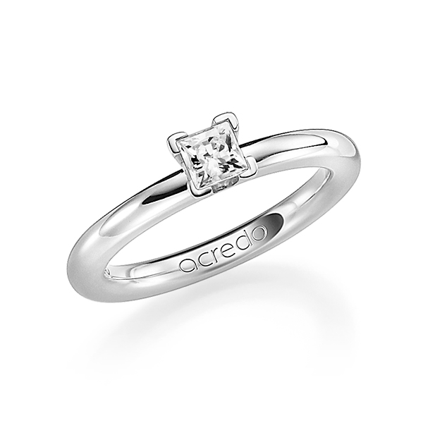 klassieke trouwring in platina 950 met 0,4 ct. Princess-Diamant tw,vs van acredo