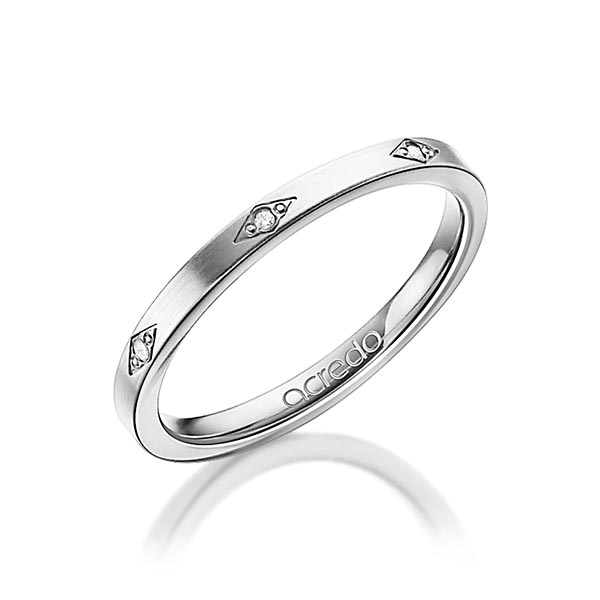 klassieke trouwring in platina 950 met in totaal 0,035 ct. Briljant tw/si van acredo