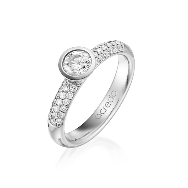 klassieke trouwring in platina 950 met in totaal 0,61 ct. Briljant & Briljanten tw,vs tw/si van acredo