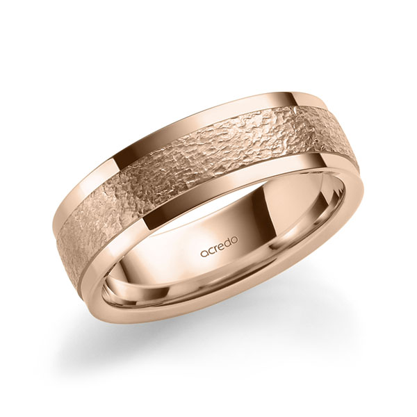 Klassieke trouwring in roodgoud 14 kt. , crushed van acredo