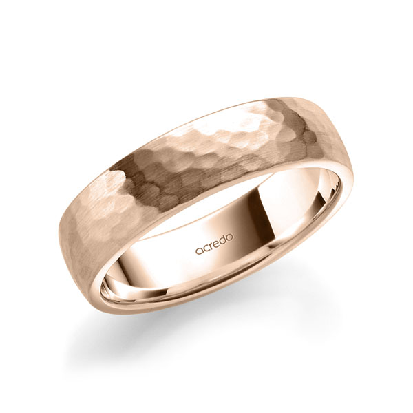 klassieke trouwring in roodgoud 14 kt. hamerslag van acredo