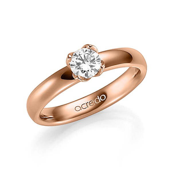 klassieke trouwring in roodgoud 14 kt. met 0,5 ct. Briljanten tw,vs van acredo - A-1356-5