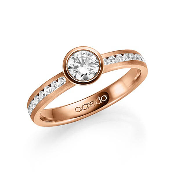 klassieke trouwring in roodgoud 14 kt. met 0,5 ct. + in totaal 0,24 ct. Briljant & Briljanten tw/si tw,vs van acredo - A-1346-5