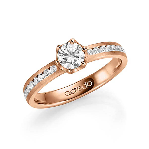 klassieke trouwring in roodgoud 14 kt. met 0,5 ct. + in totaal 0,24 ct. Briljanten & Briljant tw,vs tw/si van acredo - A-1342-5