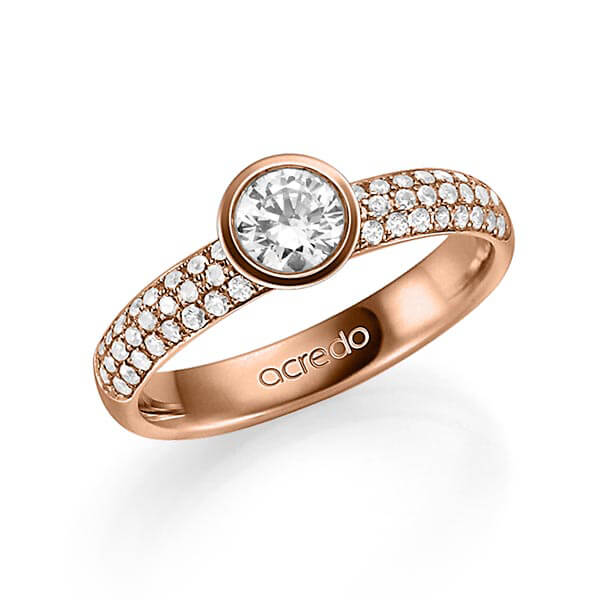 klassieke trouwring in roodgoud 14 kt. met 0,5 ct. + in totaal 0,432 ct. Briljant & Briljanten tw/si tw,vs van acredo - A-1334-5